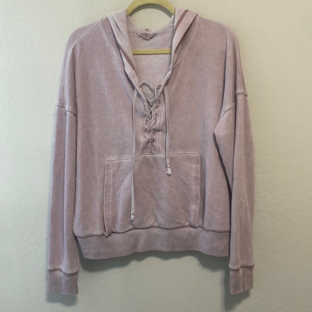 American Eagle Pink Lace Up Hoodie Sweatshirt